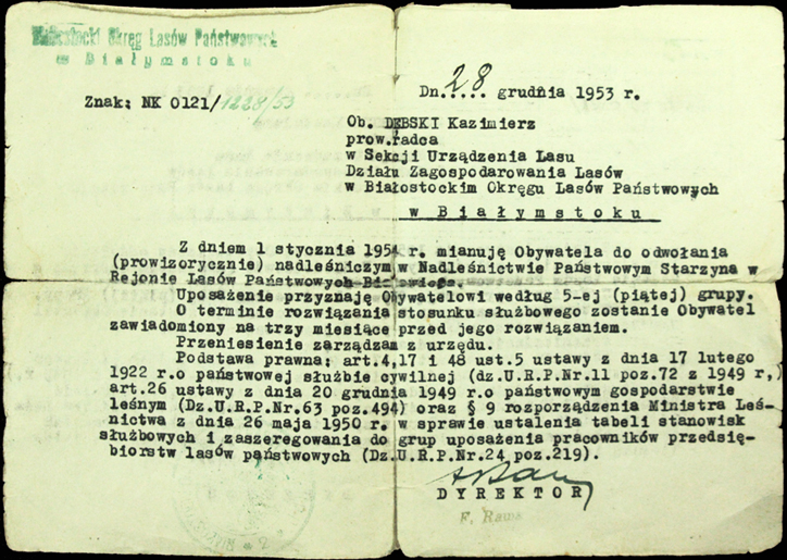 Mianowanie na stanowisko nadleśniczego Nadleśnictwa Starzyna