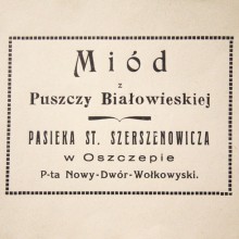 Etykieta miodu z pasieki St. Szerszenowicza